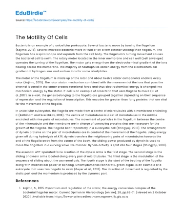 The Motility Of Cells