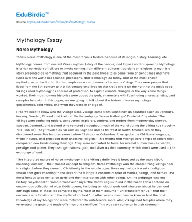 Mythology Essay