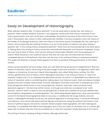 Essay on Development of Historiography
