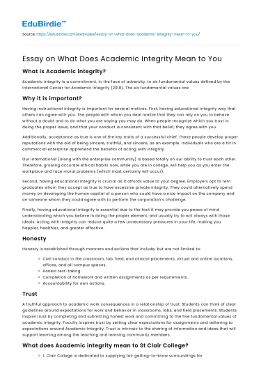 What Does Academic Integrity Mean to You