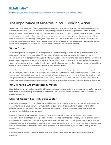 The Importance of Minerals in Your Drinking Water