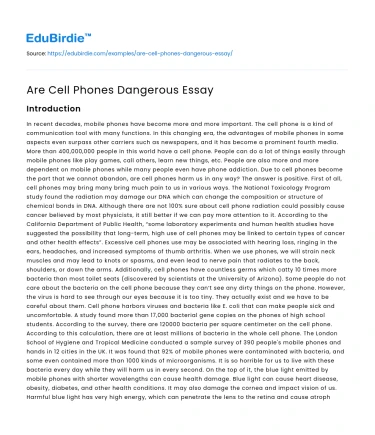 Are Cell Phones Dangerous Essay