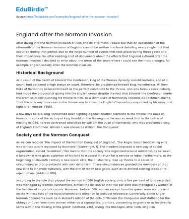 England after the Norman Invasion