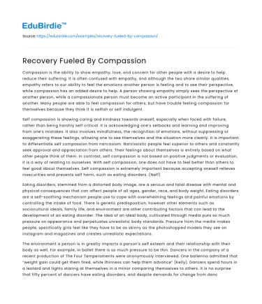 Recovery Fueled By Compassion