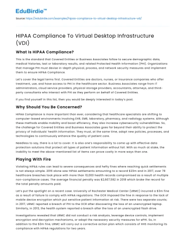 HIPAA Compliance To Virtual Desktop Infrastructure (VDI)