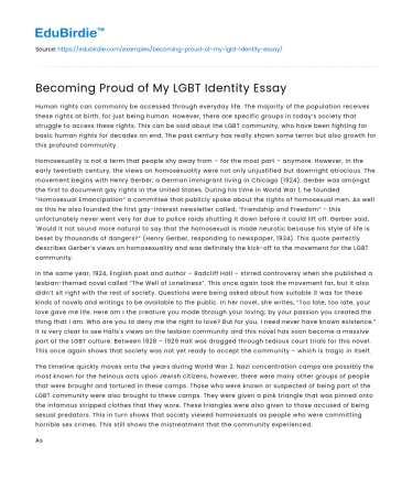 Becoming Proud of My LGBT Identity Essay
