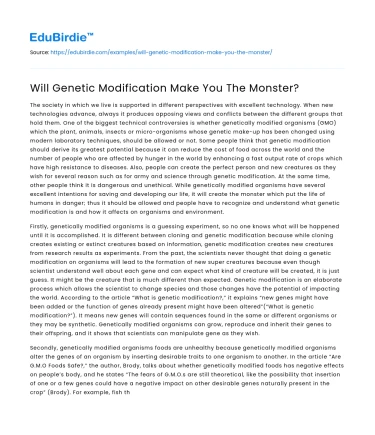 Will Genetic Modification Make You The Monster?