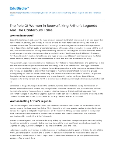 Women in Beowulf, King Arthur, Canterbury Tales