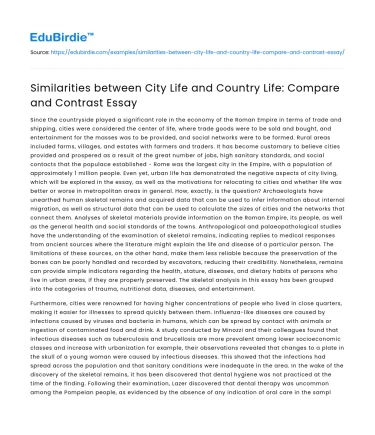 City Life vs Country Life: Compare and Contrast