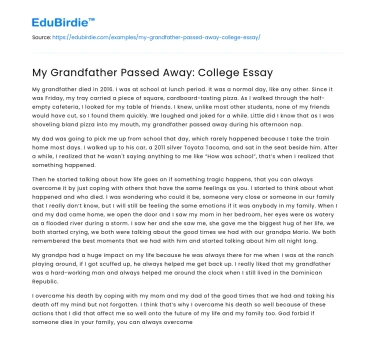 The Impact of My Grandfather’s Passing