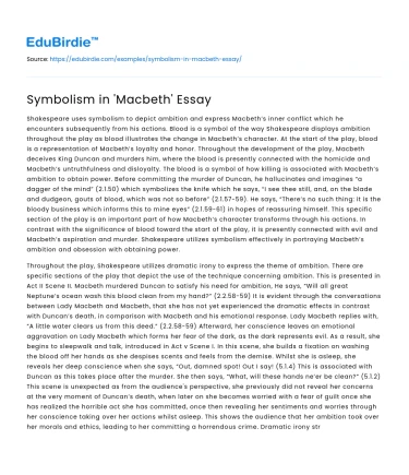 Symbolism in ‘Macbeth’ Essay