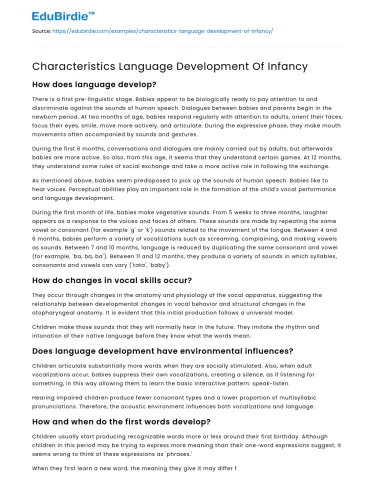 Characteristics Language Development Of Infancy