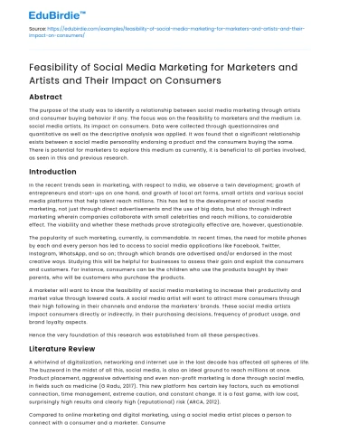 Social Media Marketing Impact on Marketers, Artists, & Consumers