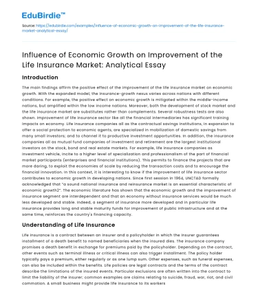 Impact of Economic Growth on Life Insurance Market: Analysis