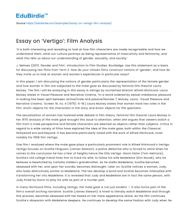 Essay on ‘Vertigo’: Film Analysis