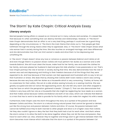 The Storm’ by Kate Chopin: Critical Analysis Essay