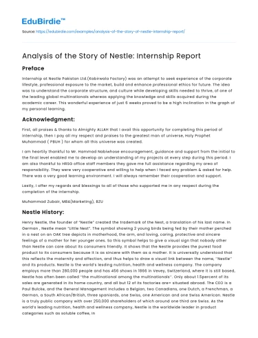 Nestle’s Corporate Journey: Internship Insights