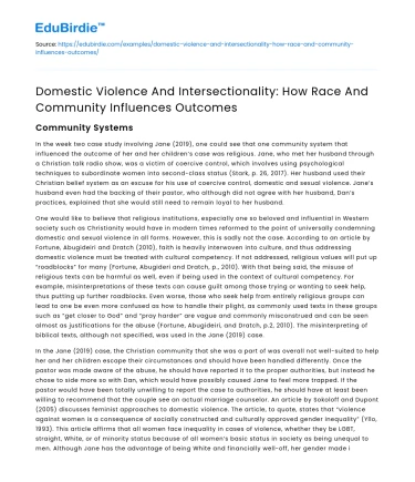 Impact of Race and Community on Domestic Violence