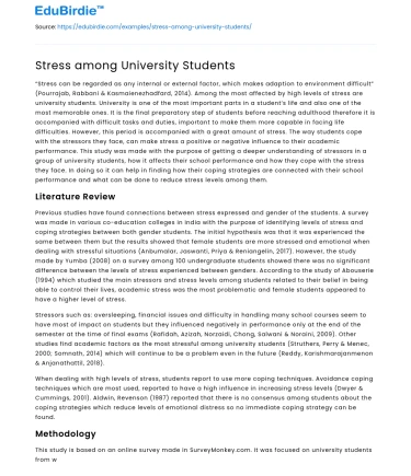 Stress among University Students