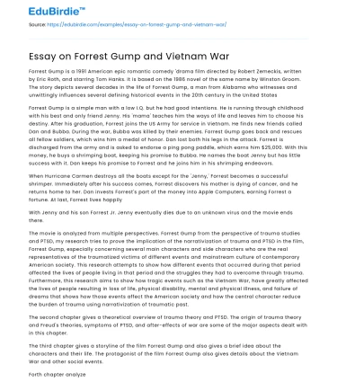 Essay on Forrest Gump and Vietnam War