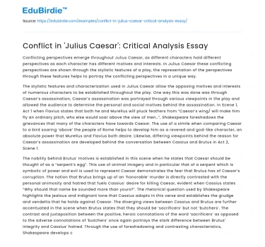Conflict in ‘Julius Caesar’: Critical Analysis Essay
