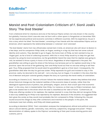 Marxist and Post-Colonial Critique of ‘The God Stealer’