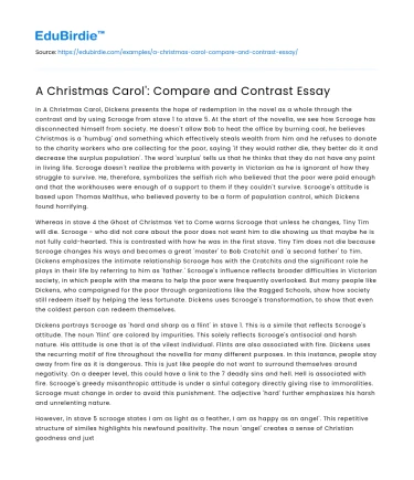 A Christmas Carol’: Compare and Contrast Essay