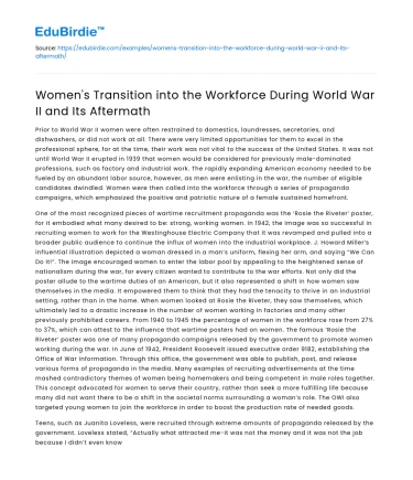 Women’s Role in WWII Workforce Transition