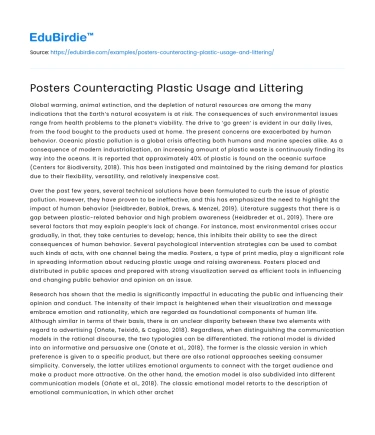 Posters Counteracting Plastic Usage and Littering