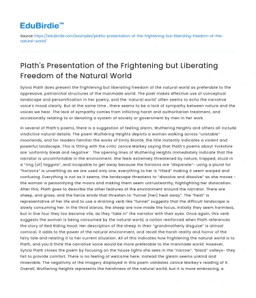 Plath’s Frightening & Liberating Natural World