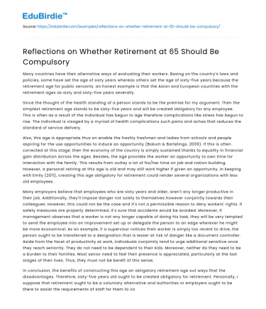 The Necessity of Mandatory Retirement at 65