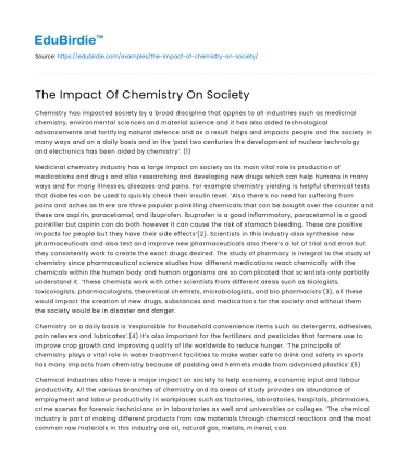 The Impact Of Chemistry On Society