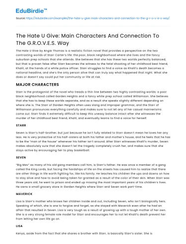 The Hate U Give: Main Characters And Connection To The G.R.O.V.E.S. Way