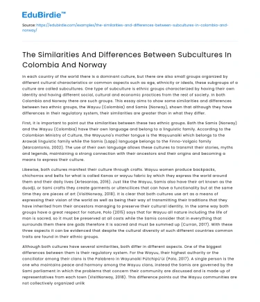Subculture Similarities and Differences in Colombia and Norway