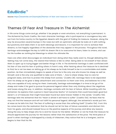Themes Of Fear And Treasure In The Alchemist