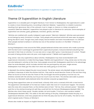Theme Of Superstition In English Literature