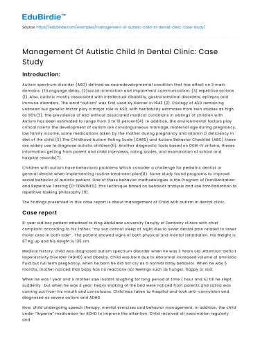 Managing Autistic Children in Dental Clinics