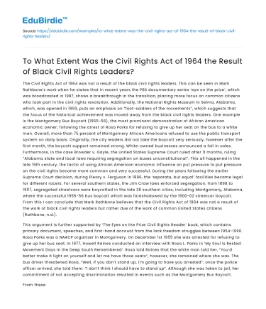Civil Rights Act of 1964: Black Leaders’ Influence