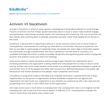 Activism VS Slacktivism