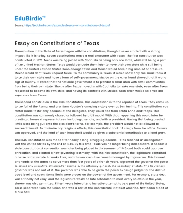 Texas Constitutions: A Historical Analysis