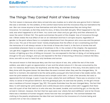 The Things They Carried’ Point of View Essay