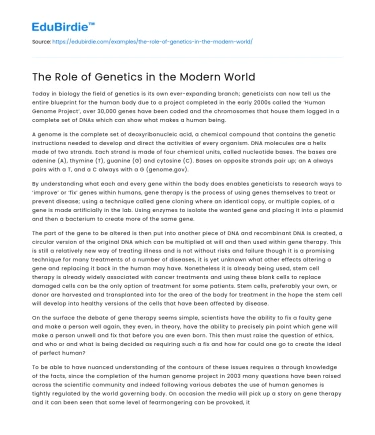 The Role of Genetics in the Modern World