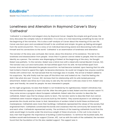 Loneliness and Alienation in Raymond Carver’s Story ‘Cathedral’