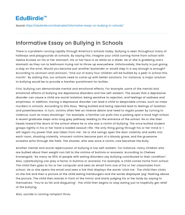 Informative Essay on Bullying in Schools