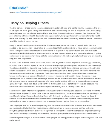 Essay on Helping Others