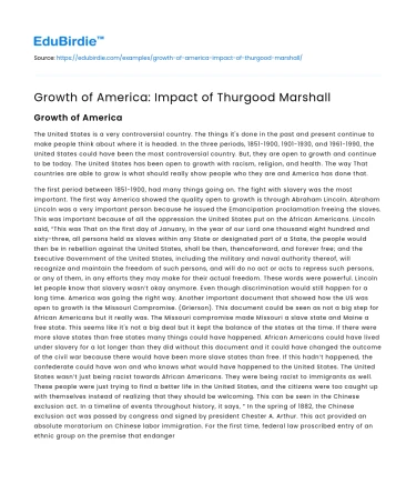 Growth of America: Impact of Thurgood Marshall