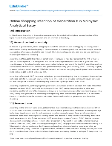 Generation X’s Online Shopping Behavior in Malaysia
