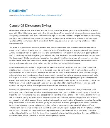 Cause Of Dinosaurs Dying