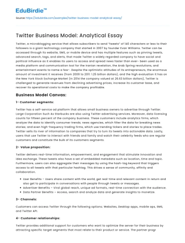 Twitter Business Model: Analytical Essay