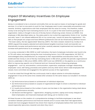 Impact Of Monetary Incentives On Employee Engagement